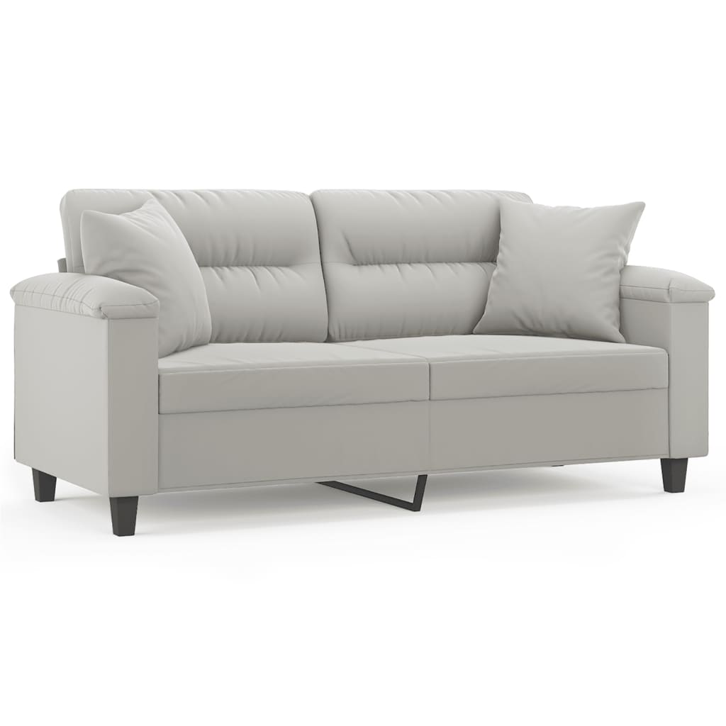 Vidaxl 2-Osobowa Sofa Z Poduszkami, Jasnoszara, 140 Cm, Mikrofibra