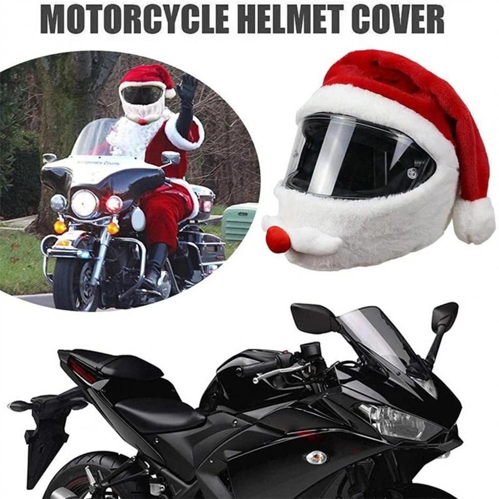New Motorcycle Helmet Christmas Hat Plush Handmade Cute Helmet Cover Christmas Style Festive Touch Helmet Hood Sleeve