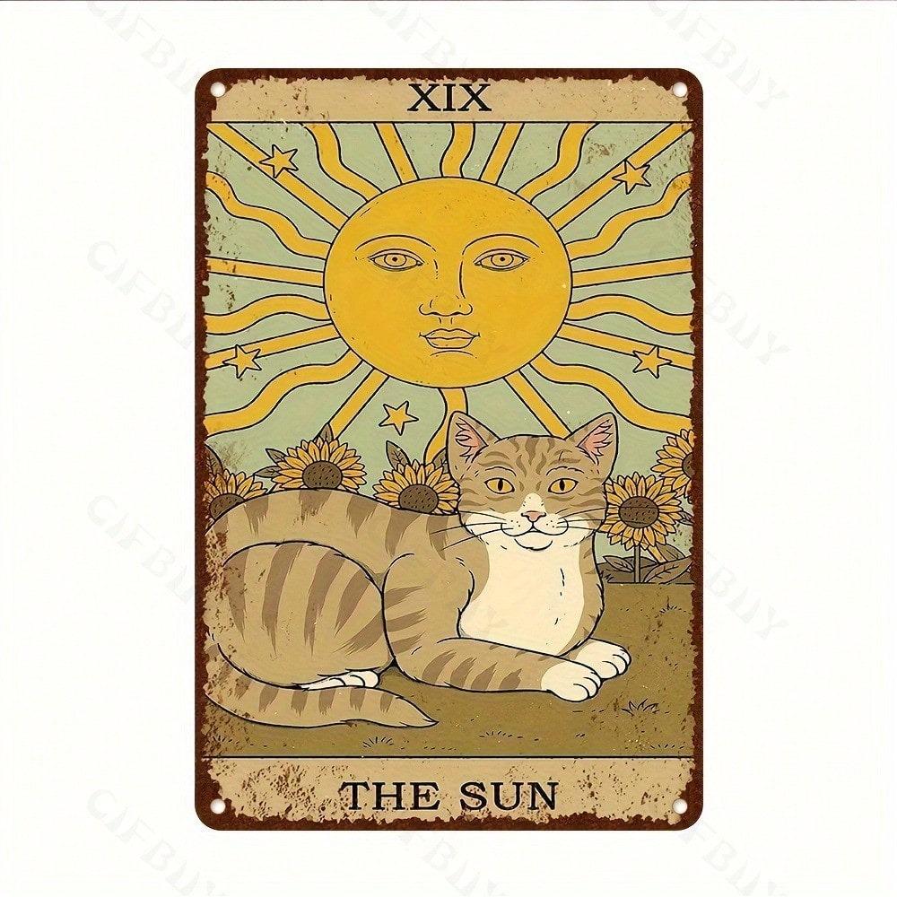 1pc Sun Tarot Metal Sign 8x12 Inch UV Print Aluminum Wall Art Home Office Bar Cafe Decor Indoor Outdoor Hanging Plaque