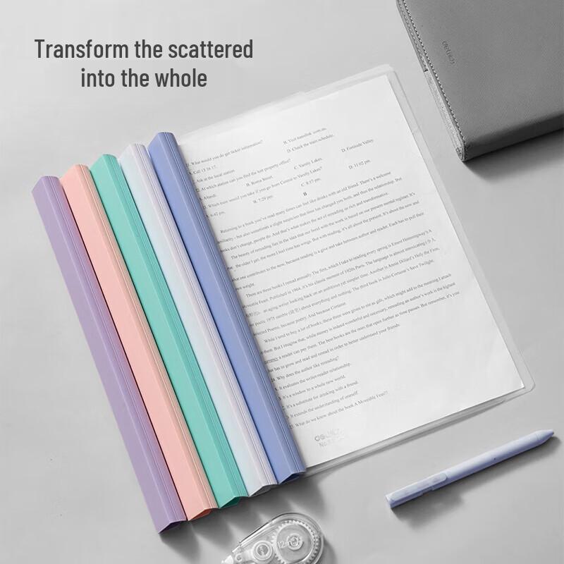 Deli A4 Colorful Pull Rod File Folders, 5-Pack