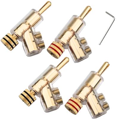 Nanomaru Banana Plug Connectors, L-shaped Audio Jacks, Speaker Plugs, Screw-in Type, Secure Fit, Improves Sound Quality, Prevents Plugs from Coming Ou