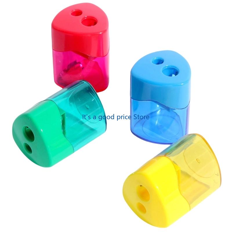 Portable Double Blade Pencil Sharpener Set With Lid Leakproof Shavings Storage For Students Teachers Professional