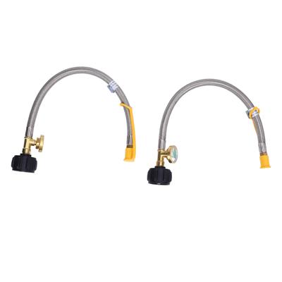 2PCS 15 Inch RV Gas Hoses 1 4in NPT Thread 40Lb 250PSI Stainless Steel Pigtail Gas Line with Gauge for Standard Two