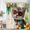 Funny Animal Shower Curtain Cute Cat Leopard Dog Elk Raccoon Cartoon Home Decor For Bathroom Polyester Bath Curtain