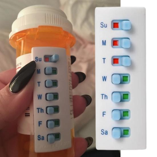 Pill Reminder And Tracker Tool Reusable Peel And Stick Medication Pet Med Reminder Sunday to Saturday Tracker Attach to Your Bottle for Travel