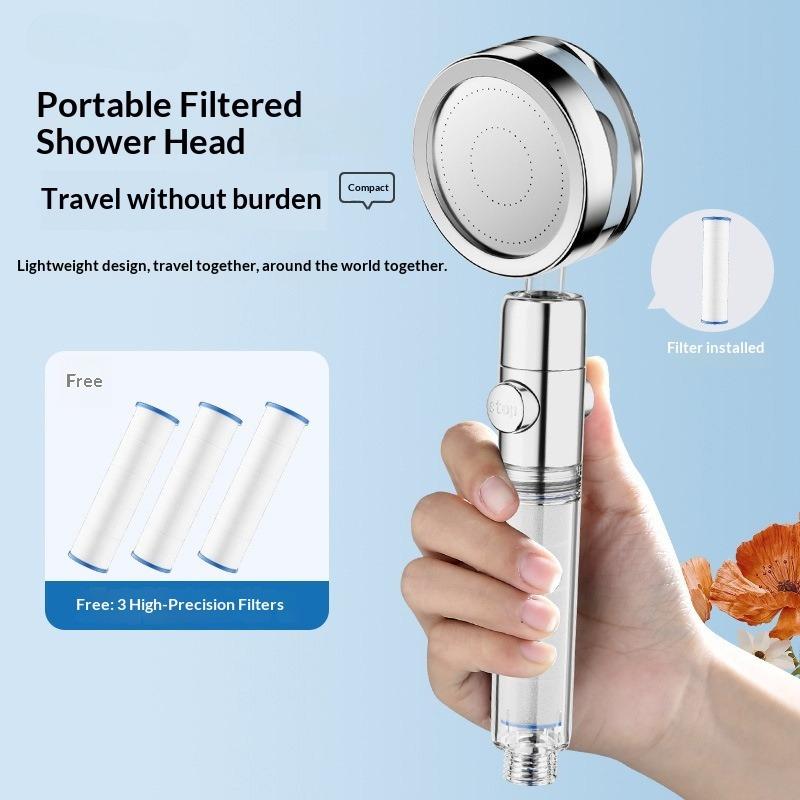 Filtered High Pressure Shower Head Travel Portable Bathing Shower ABS Plastic Hotel Travel Shower Head Skin-beautify With Filte