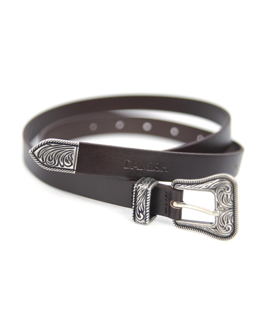 Damiswi Paisley Buckle Western Cowhide Belt_Brown