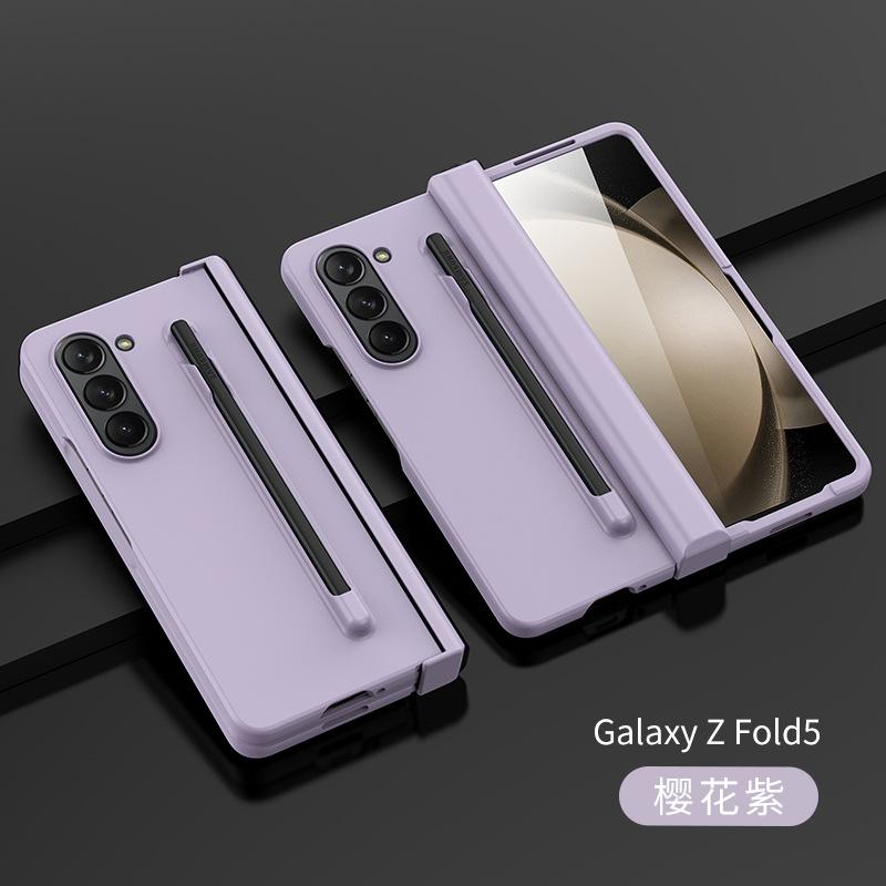 Simple business case and film integrated pen slot stylus suitable for Samsung zfold5 folding mobile phone case anti-drop protective case