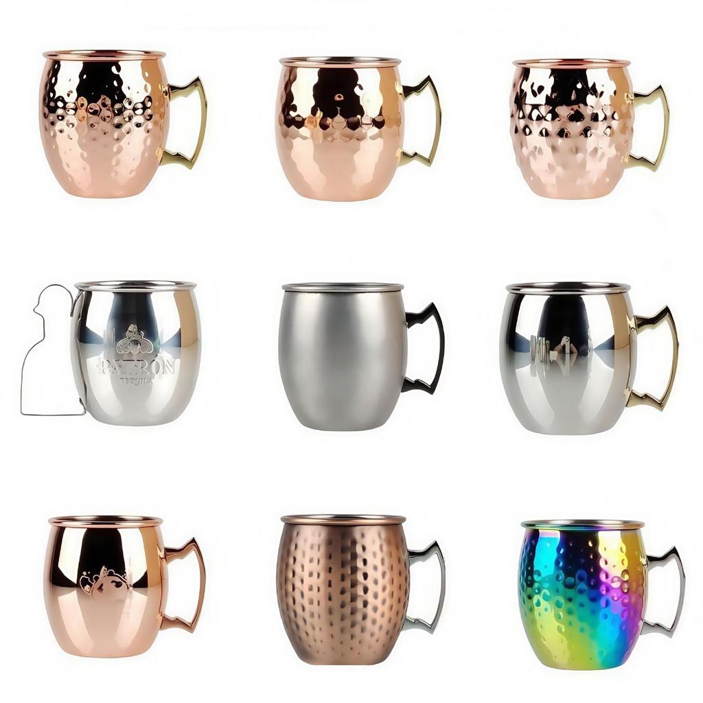 Hammered Stainless Steel Moscow Mule Mug - Copper-Plated European Cocktail Cup