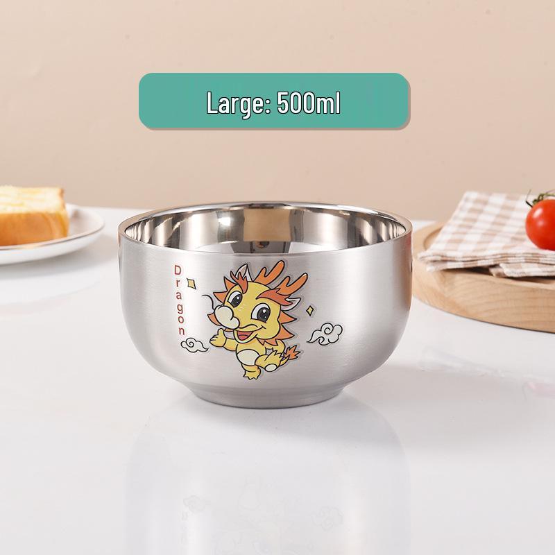 Children's Cartoon Zodiac Insulated Stainless Steel Bowl - Food Grade, Double Layer, Anti-Fall Design