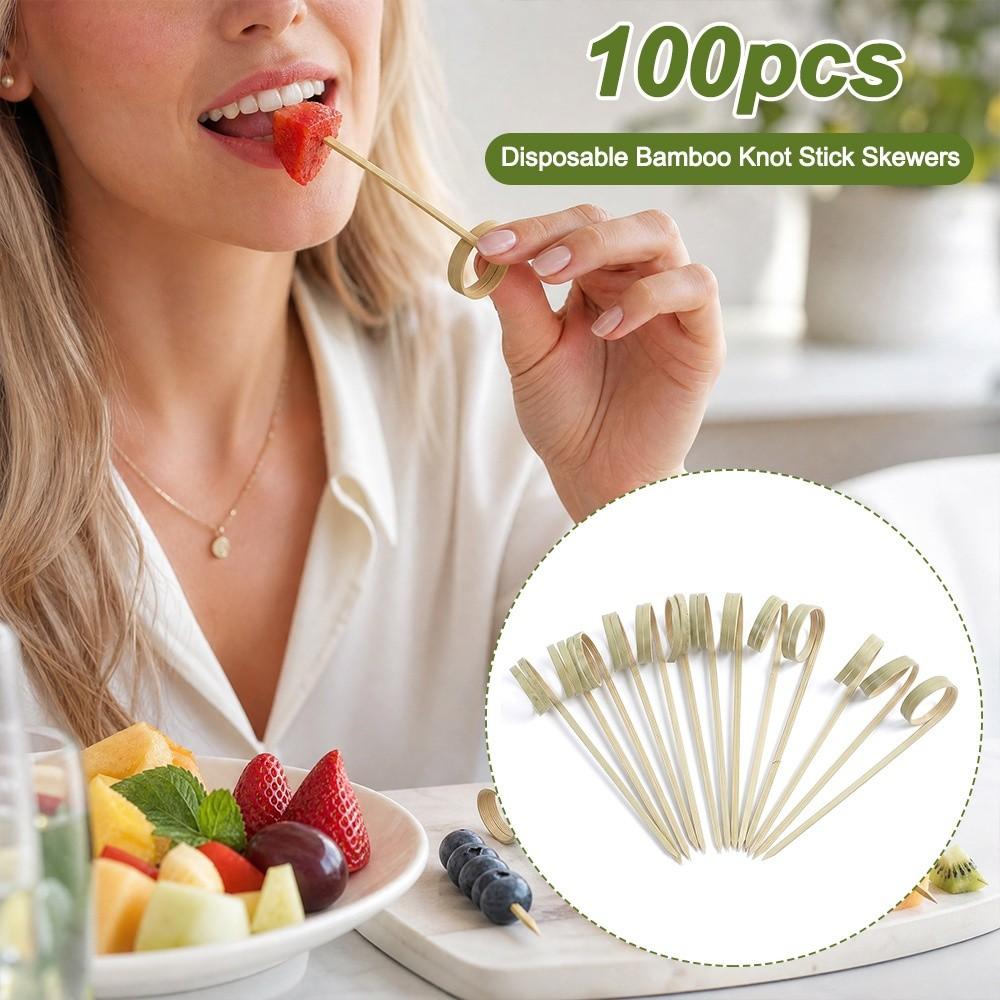 Picks Bamboo Toothpick Disposable Fruit Skewers Eco-friendly Bamboo Knot Skewers Cocktail Party