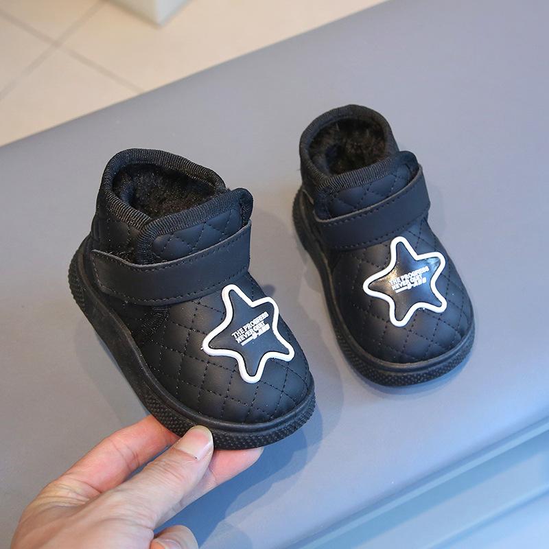 Children s Boots - Boys / Girls Cotton Shoes - Anti-slip Baby Walking Shoes - Snow Boots 19 чёрный