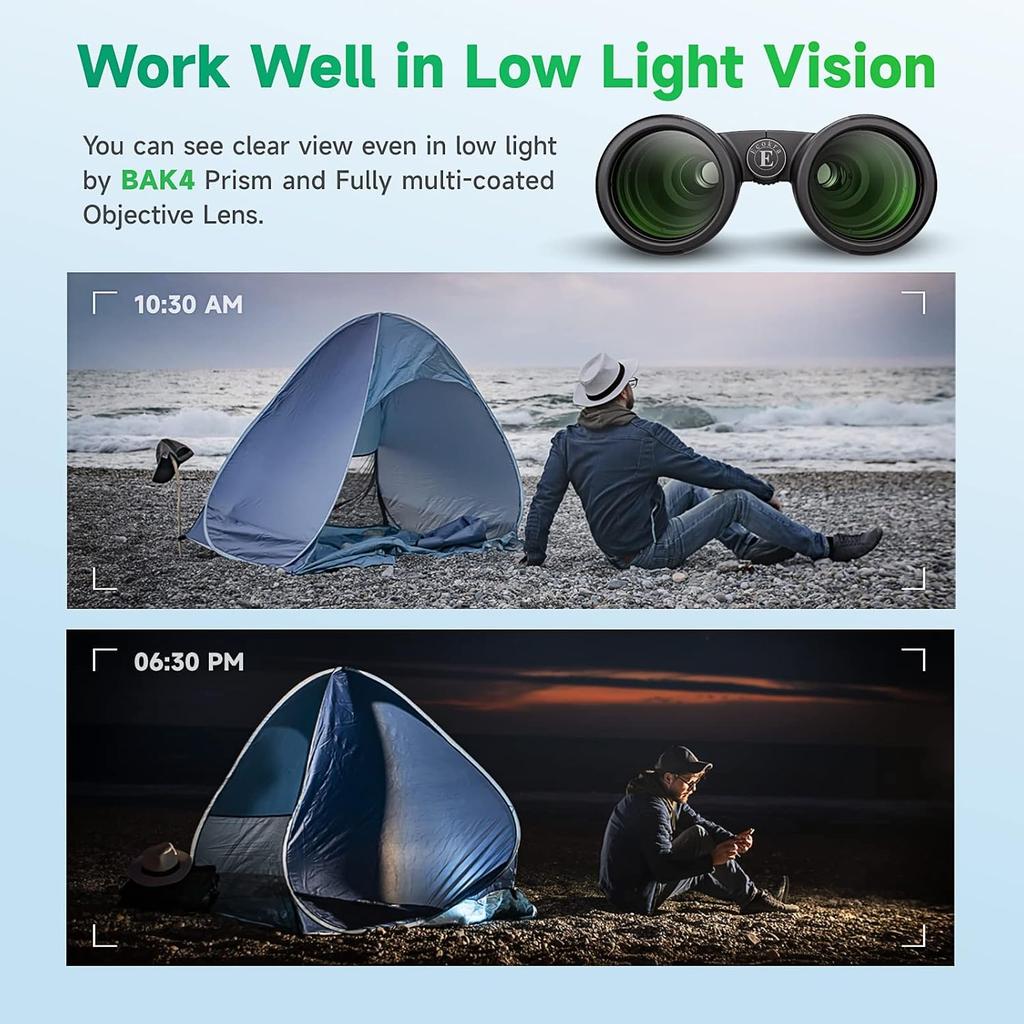 12x42 HD Binoculars for Adults, High Power Binoculars with Tripod Phone Adapter, Waterproof Compact Binoculars for Bird Watching Hunting Stargazing,