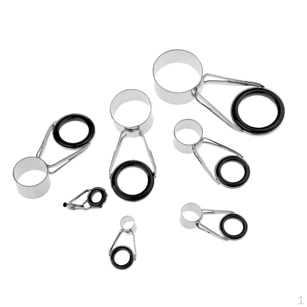 7Pcs Fishing Rod Guide Tip Repair Kit DIY Eye Rings Stainless Steel