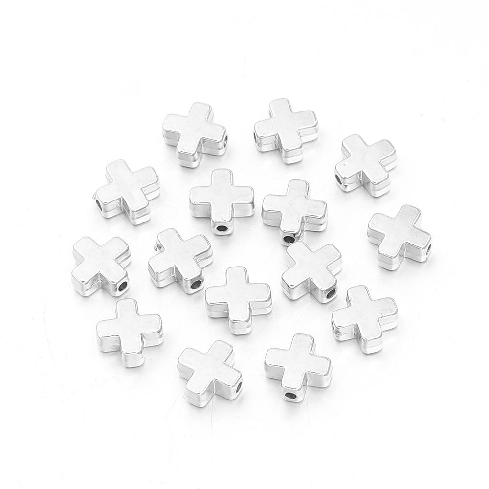 50-100pcs/lot Gold Silver Color CCB Cross Beads Plastic Loose Spacer Beads For Jewelry Making DIY Bracelet Necklace Accessories