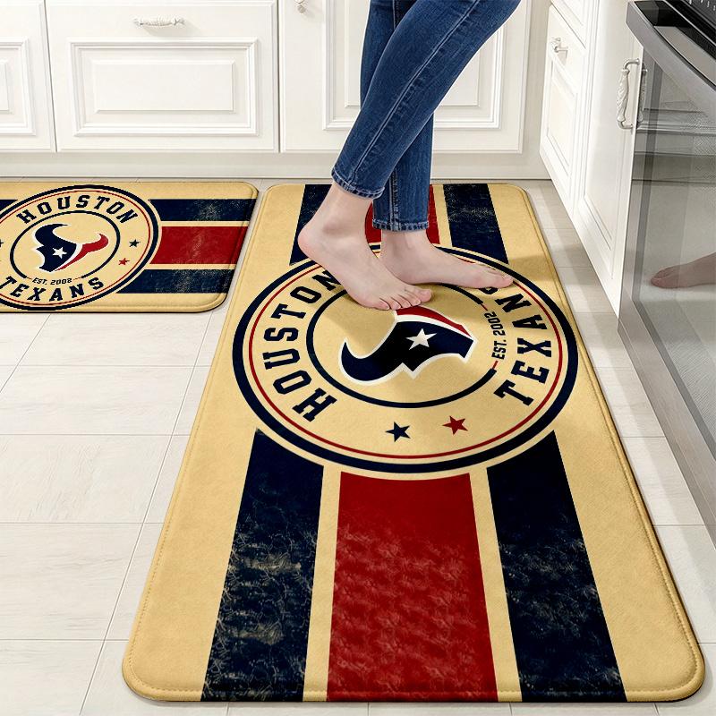 Houston Texans Flannel Kitchen Mat Christmas Soft Area Rug Non Slip Floor Carpet Home Decoration