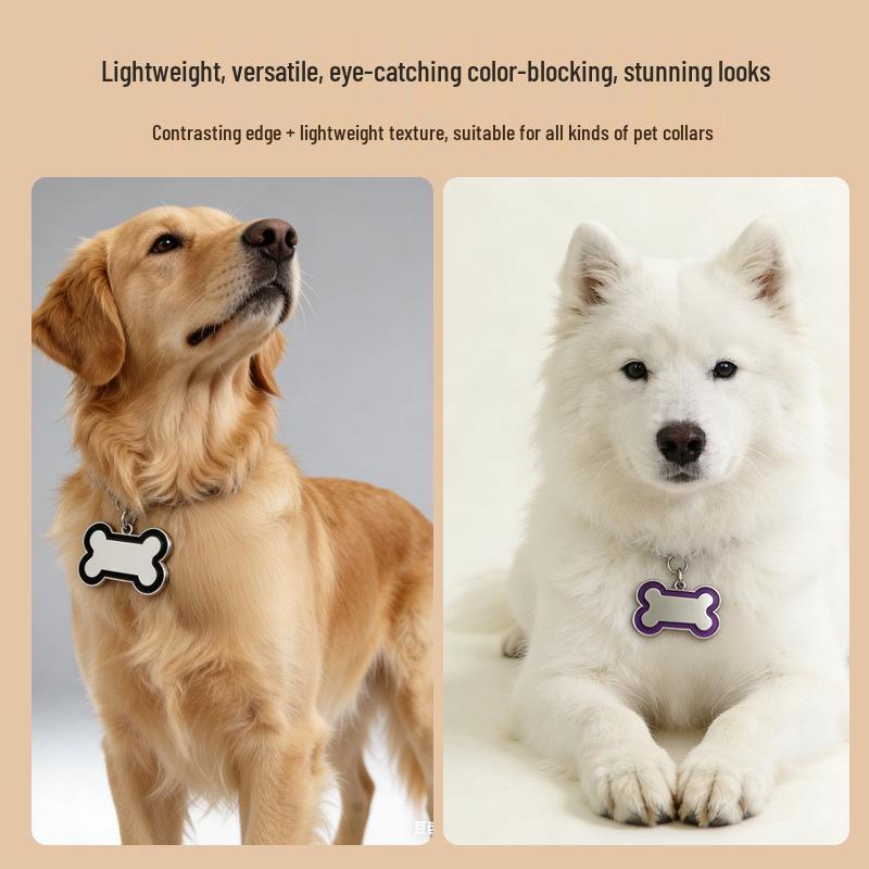 Zinc Alloy Dog Bone ID Tag - Laser Engraved, Anti-lost Military Pendant for Pet Collars