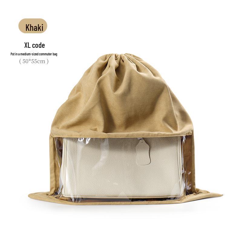 Luxury Transparent Moistureproof Drawstring Storage Bag with Breathable Dustproof Flocking