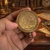 Handmade Antique Brass Sundial Compass with Leather Case Pocket Compass Gift for Him
