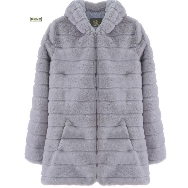 Fur Autumn and Winter Imitation Fur Imitation Mink Long Hooded Fur Jacket Women's Coat Warm