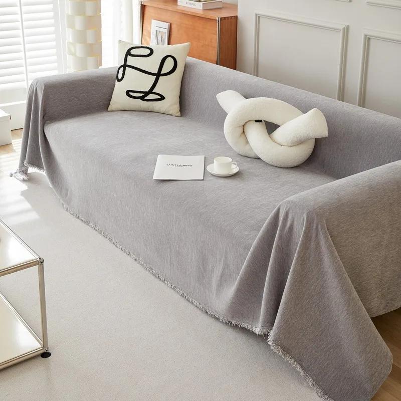 Chenille Sofa Towel with Tassels Double-side Sofa Covers for Living Room Large Blanket Leisure Relax Machine Washable Blanket