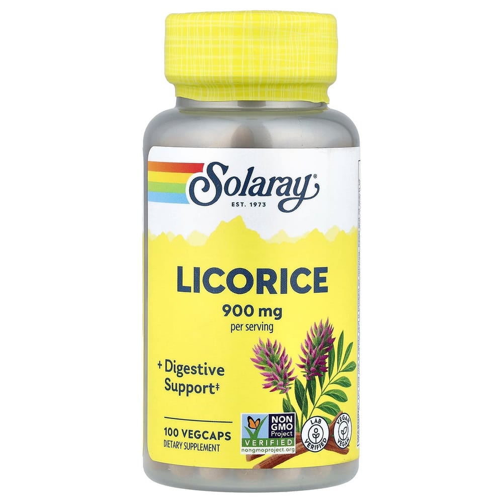 Solaray Licorice Root 900mg Veggie Capsules, 100 Count (450mg per Capsule)