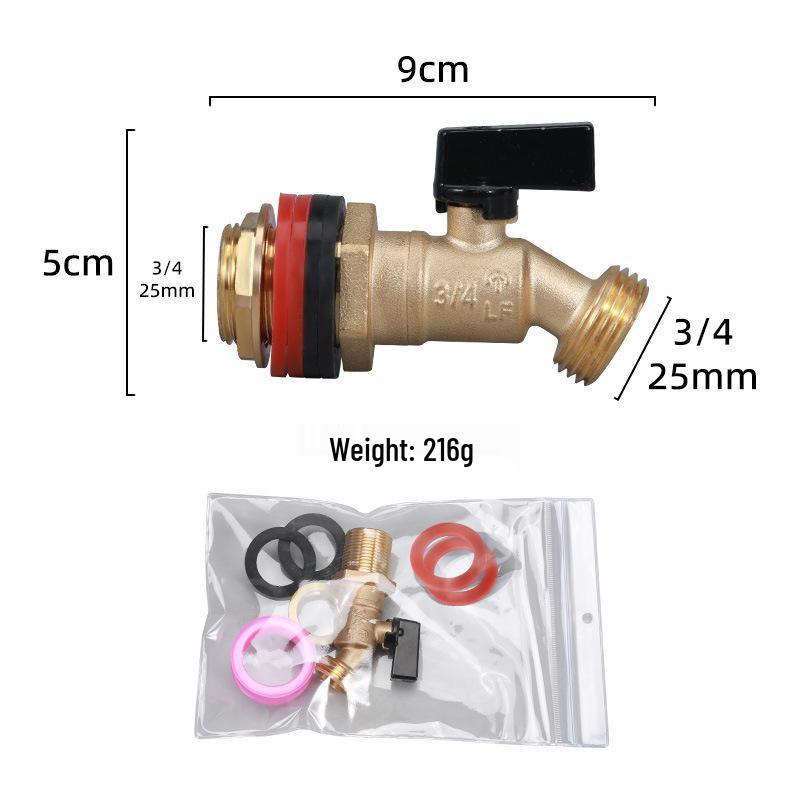 Cross-Border Brass Ball Valve with Bulkhead Fitting & G Thread Rain Barrel Faucet Set