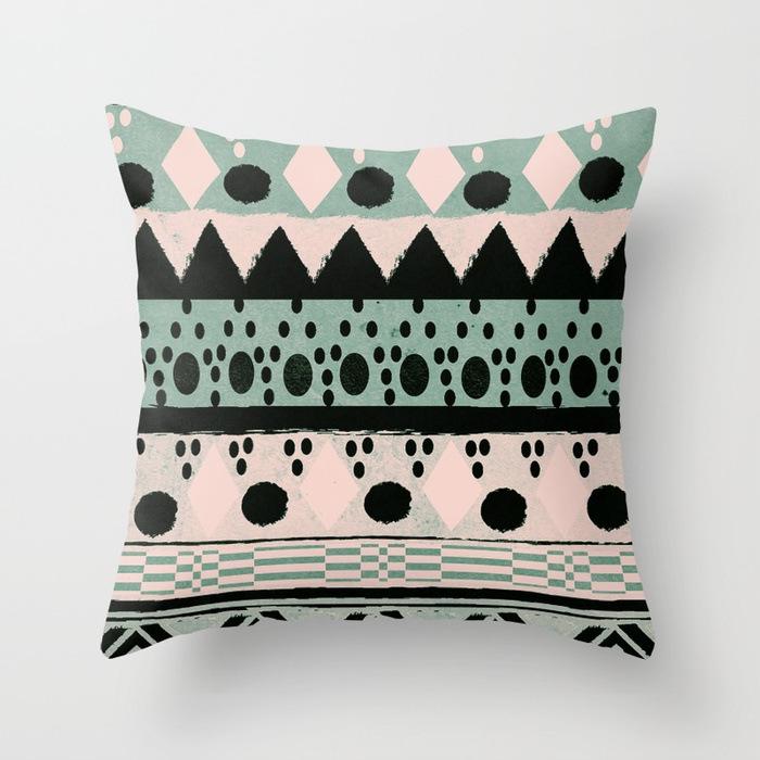 New Ins Style Pink Geometric Love Series Pillowcase Sofa Pillow Car Cushion Cover