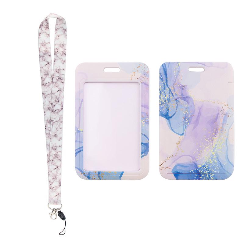 Marble Texture Phone Lanyard & Card Holder for Student/Work ID, Meal & Bus Access.