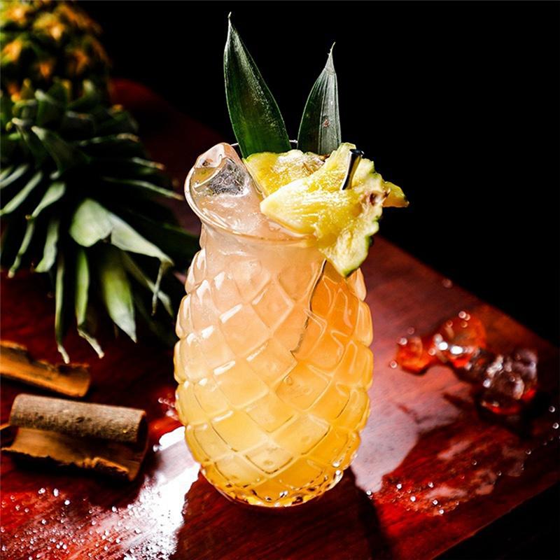 AB15-3Pcs Pineapple Cocktail Glasses Embossed Juice Glasses For Cocktails And Drinks