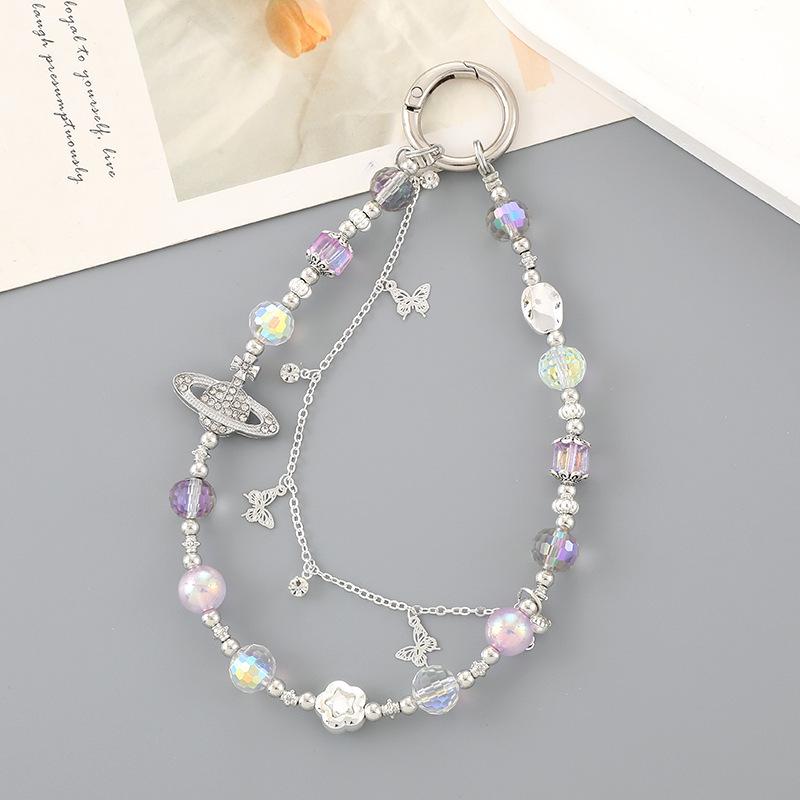 New Pearl Bow Beaded Pendant Phone Case Charm Wrist Strap Lanyard