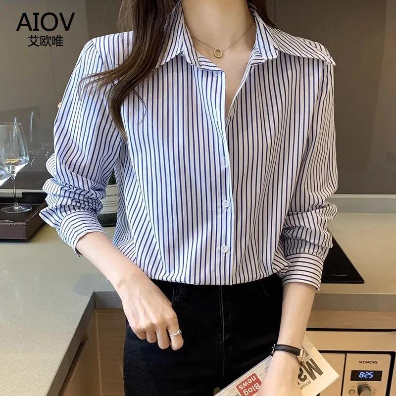 Women s Classic Blue White Striped Oversized Button Down Shirt S синий