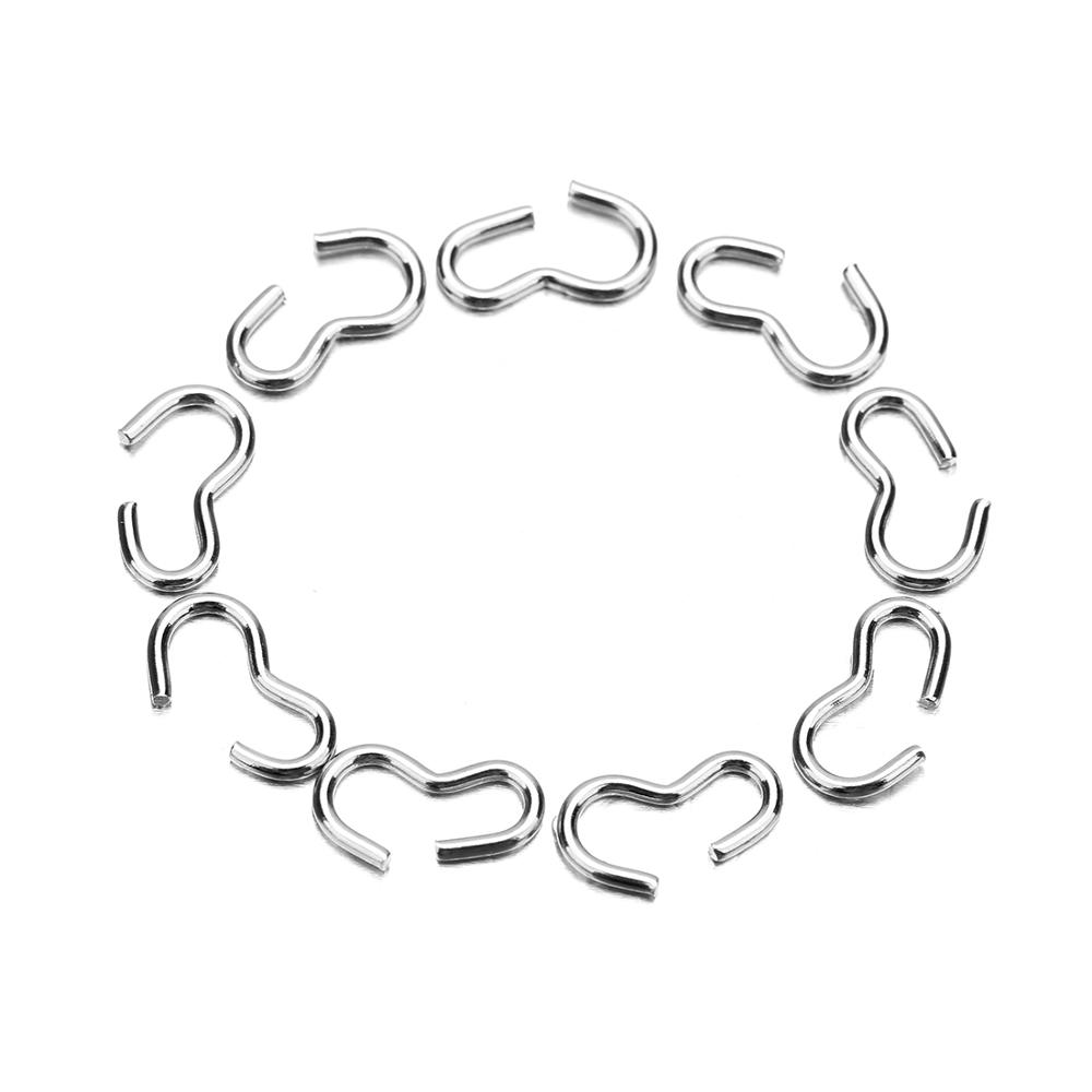 100Pcs Stainless Steel B-Shaped Buckle Bracelet Necklace Pendant Connector Bail Clasps Claw Charms Bracelet Hooks Crimps End Jew
