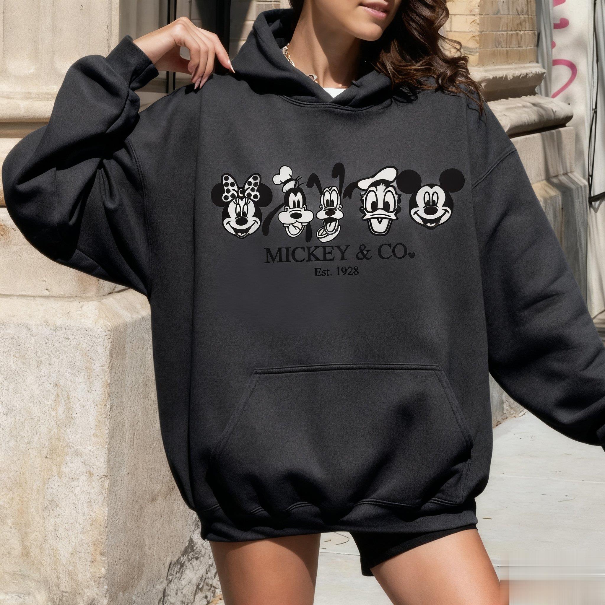 

Unisex Oversized Disney Mickey Print Hooded Sweatshirt Men Women Streetwear Loose Casual Pullover Jacket Autumn/Winter Fashion S