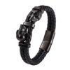 Multi-layer Leather Braided Bracelets Unique Magnetic Hand Chain Individuality Skull Wristband  Men
