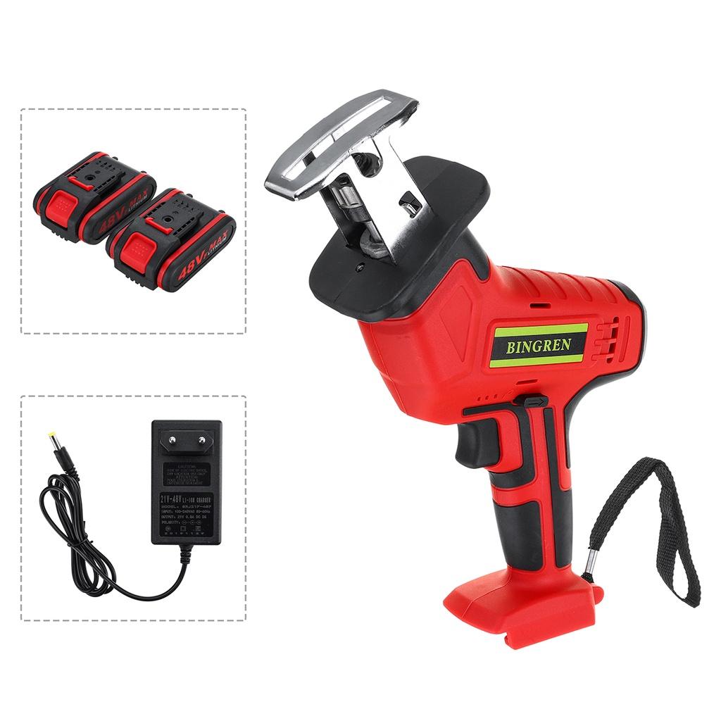 

48 В перезаряжаемая аккумуляторная сабельная пила с регулируемой скоростью, электрическая пила, набор инструментов для резки древесины с литий-ионной батареей 1/2, вилка европейского стандарта 2xbattery