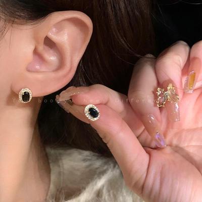 French Elegant Zircon Stud Earrings for Women, 2024 New Style, High-End & Retro Design