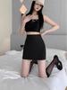 High Waist Grey A-Line Midi Skirt for Women - Petite Fit, Bodycon Style, Summer Wear, Anti-Exposure Design