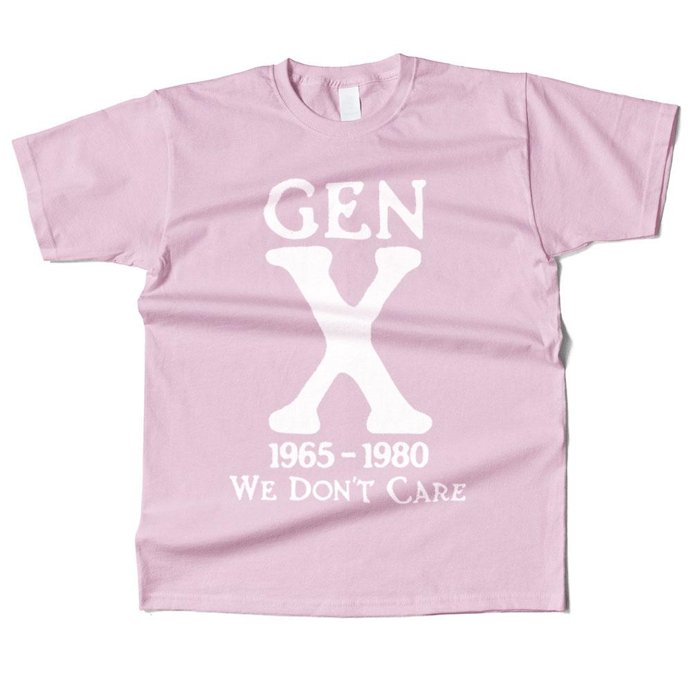 Mens Cotton Gen X 1965-1980 We Don't Care Graphic High Quality T Shirt Street Casual Style Tee for Men and Women