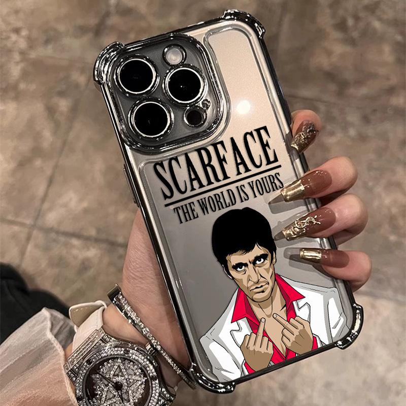 Fashion Hot S-Scarface Plating Phone Case For Xiaomi Redmi 15 A3 15C 14C 13C K50 A1 Note 15 14 13 12 Pro Plus 4G 5G Anti Airbag Redmi Note 14 Pro 5G