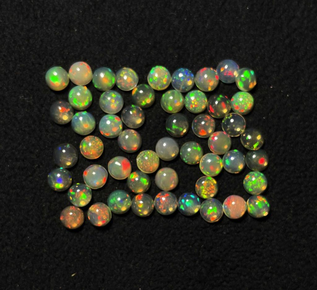 Natural Excellnt Quality Ethiopian Opal Round Cabochon Loose Gemstone Lot 30 Pcs 6 MM Opal Cabochon Gemstone For Jewelry Making
