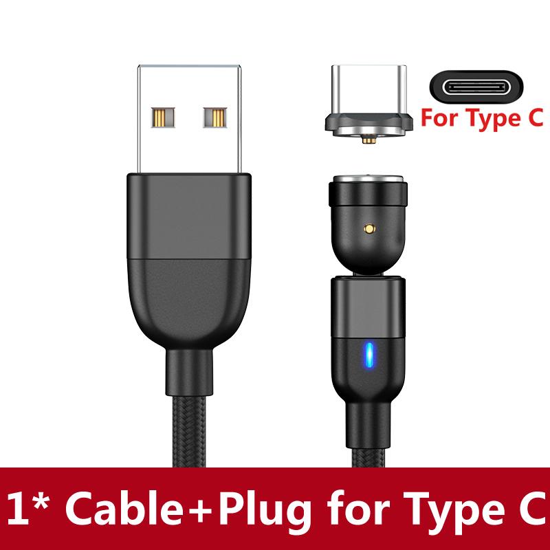 

Магнитный зарядный кабель с вращением на 540 градусов, кабель USB Type C, магнитный провод для зарядки Micro USB для телефона Samsung Xiaomi, USB-шнур 1m