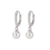 Genuine S925 Sterling Silver Pearl Hoop Earrings for Women - Elegant Japanese & Korean Style, Perfect for Mother's Day.