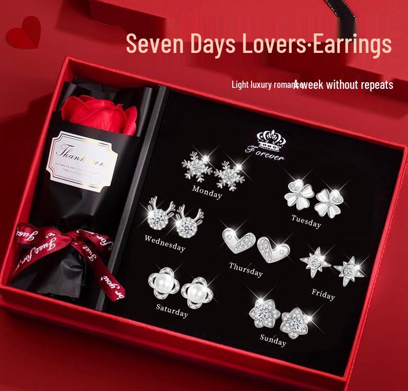 Sterling Silber 925 Ohrstecker Set - Elegant Leichter Luxus für Geburtstags- oder Weihnachtsgeschenke für Mädchen