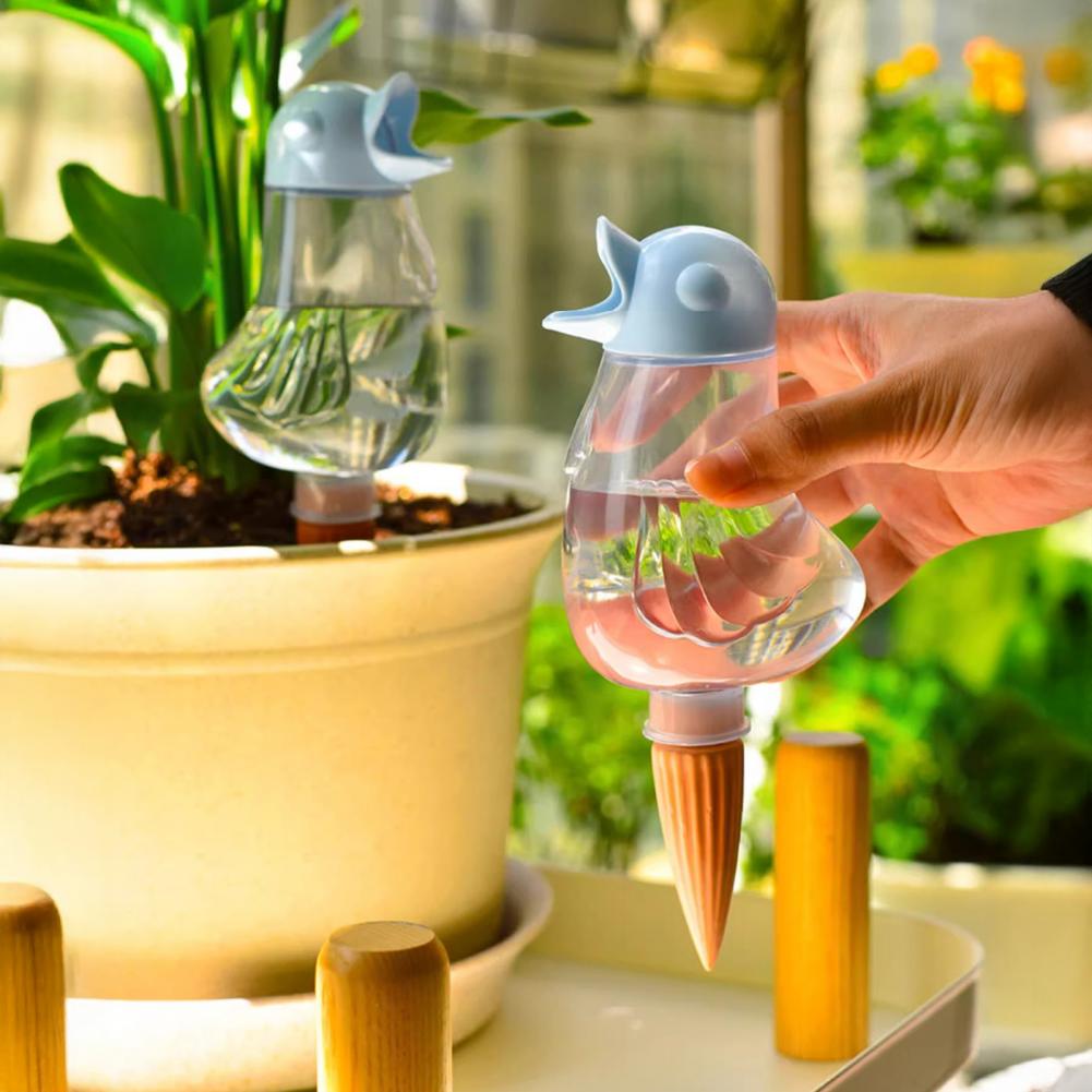 Bird Self Watering Spikes Clear Bird Bulb with Terracotta Spike Automatic Watering Spikes Plant Watering Device for Plants