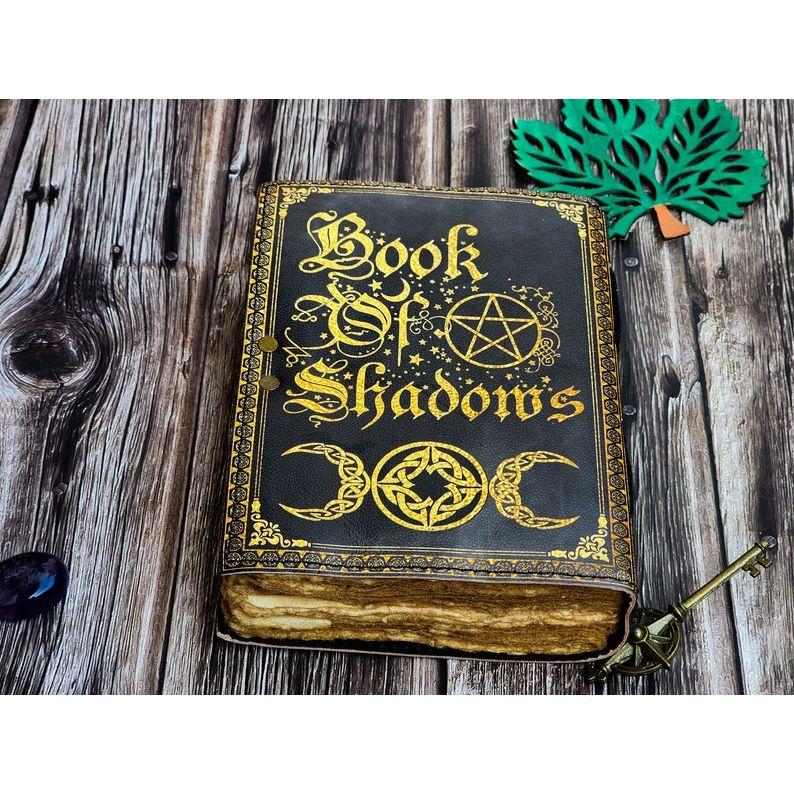 Book Of Shadows, Leather Grimoire, Leather Journal, Magic Book, Celtic journal The Morrigan, Leather book Travel notebook