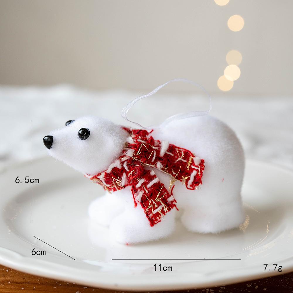 Mini Christmas Bear Pendant White Plush Cute Bear Ornaments Cute Animal Polar Bear Christmas Tree Decora New Year 2026 Kid Gifts