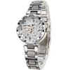 FORSINING Women's Iced Out Hollow Mechanical Watch Shiny Crystal Letter Dial Stainless Steel Bracelet Automatic Wristwatch