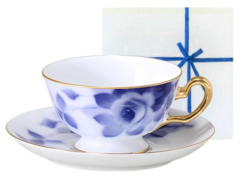 [Okura Touen Washi Paper Wrapping] Blue Rose Cup & Saucer 8011/6C