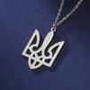 Dawapara Ukrainisches Dreizack-Halskette Tryzub Ukraine Symbol Friedenszeichen Schutz-Amulett Edelstahl Schmuck